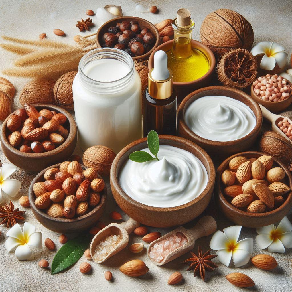 Hidratantes y lociones, productos para el cuidado del cabello, cremas antienvejecimiento que utilizan nueces de karité como ingrediente (dominio público)