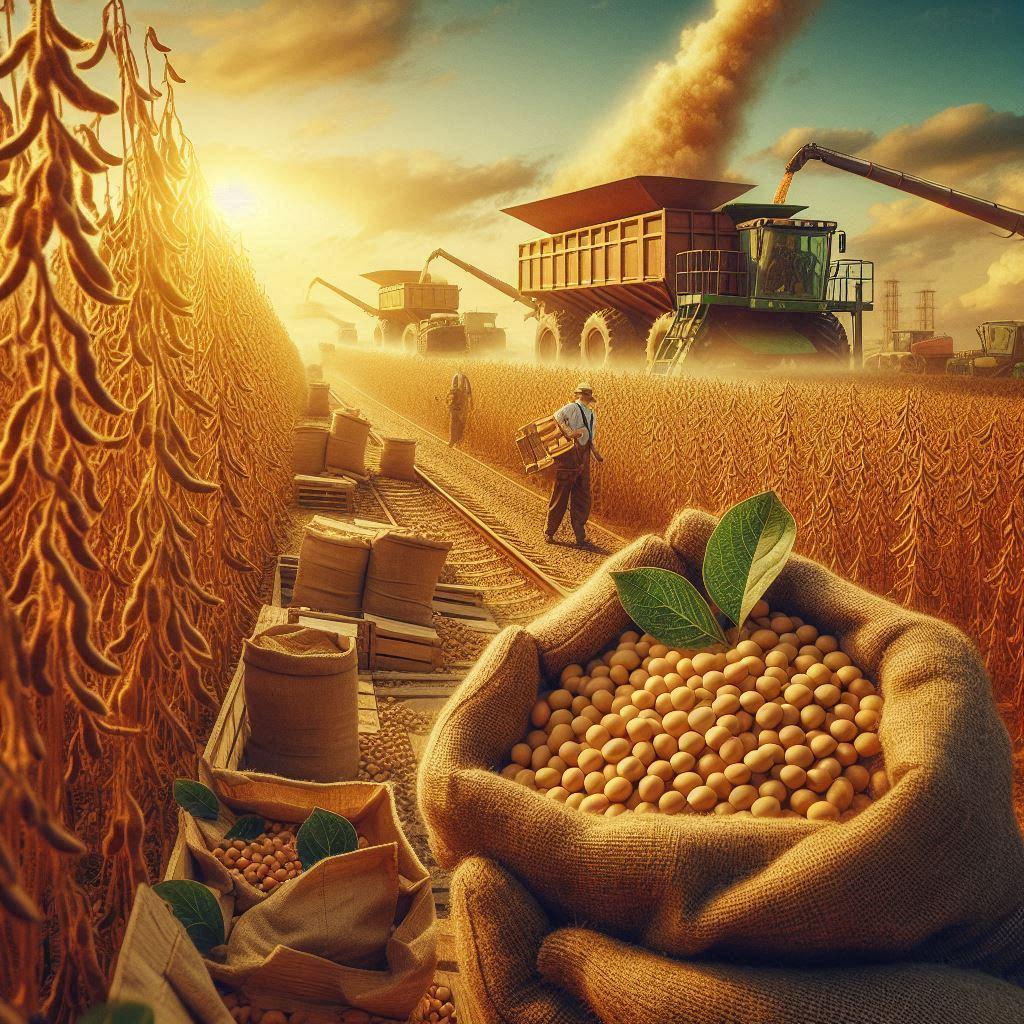 Soybean cultivation, harvesting and export (public domain)