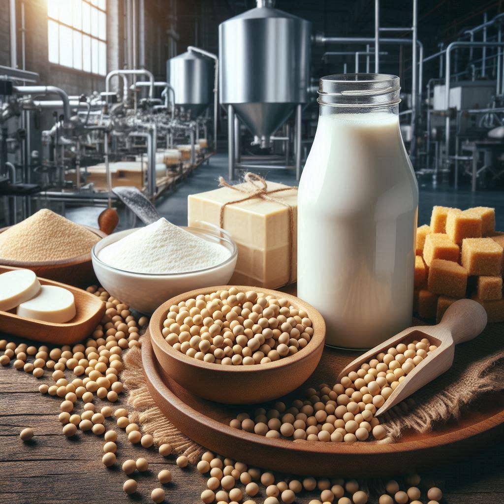 Soybeans in a food manufacturing context (public domain)