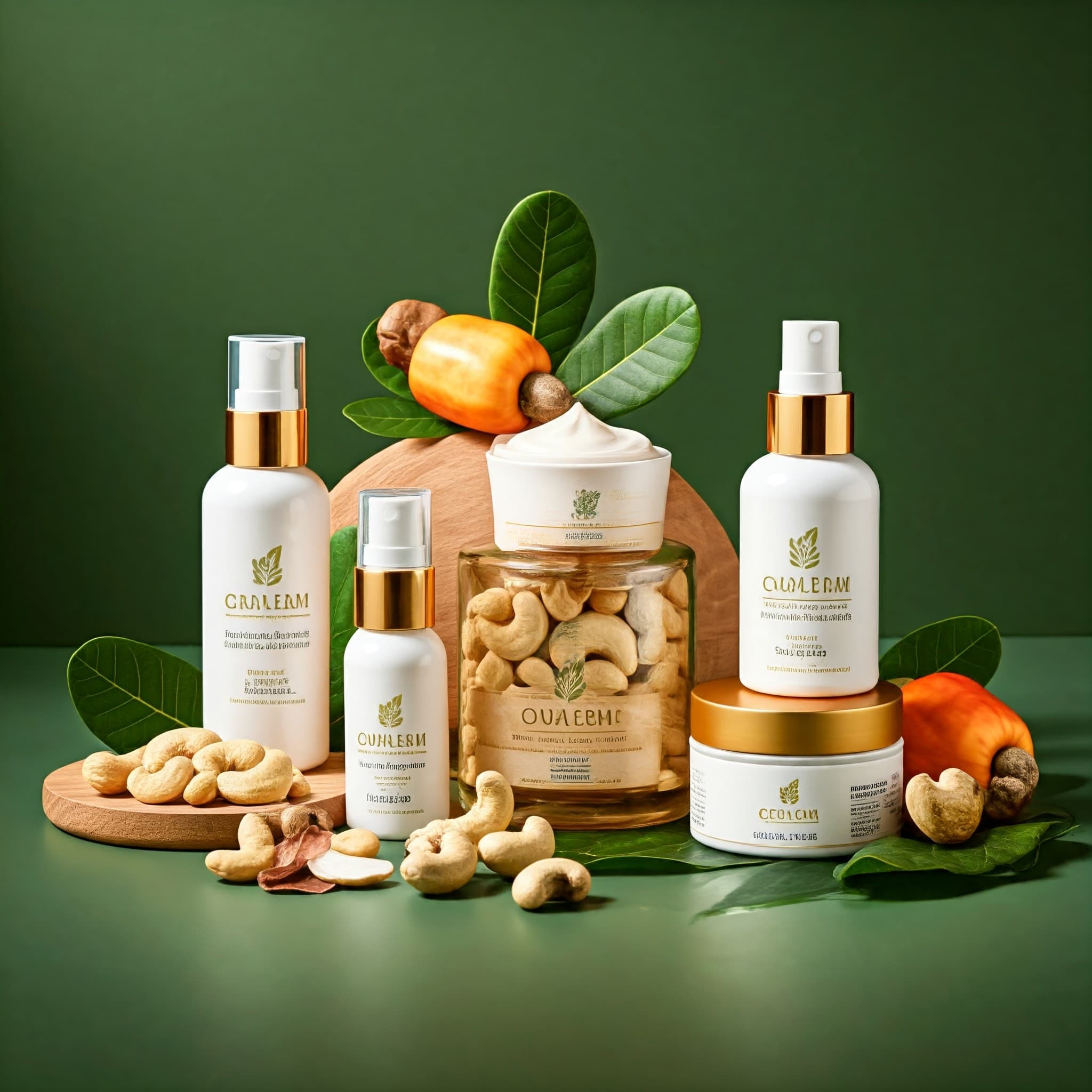 Hautpflegeprodukte aus Cashewnüssen (KI-generiertes Bild)