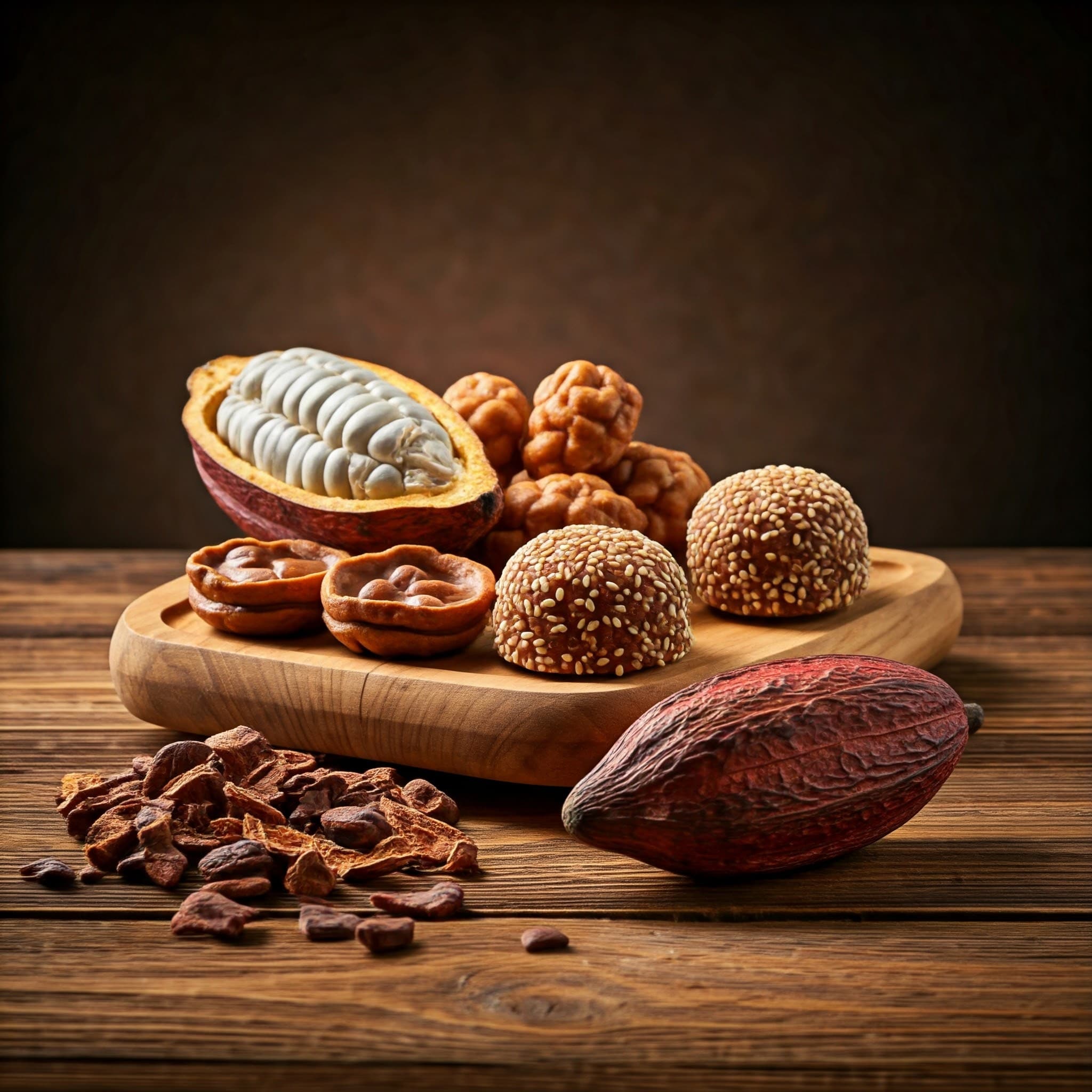 Snacks au Chocolat Innovants Fabriqués avec des Coques de Cacao (Image générée par IA)