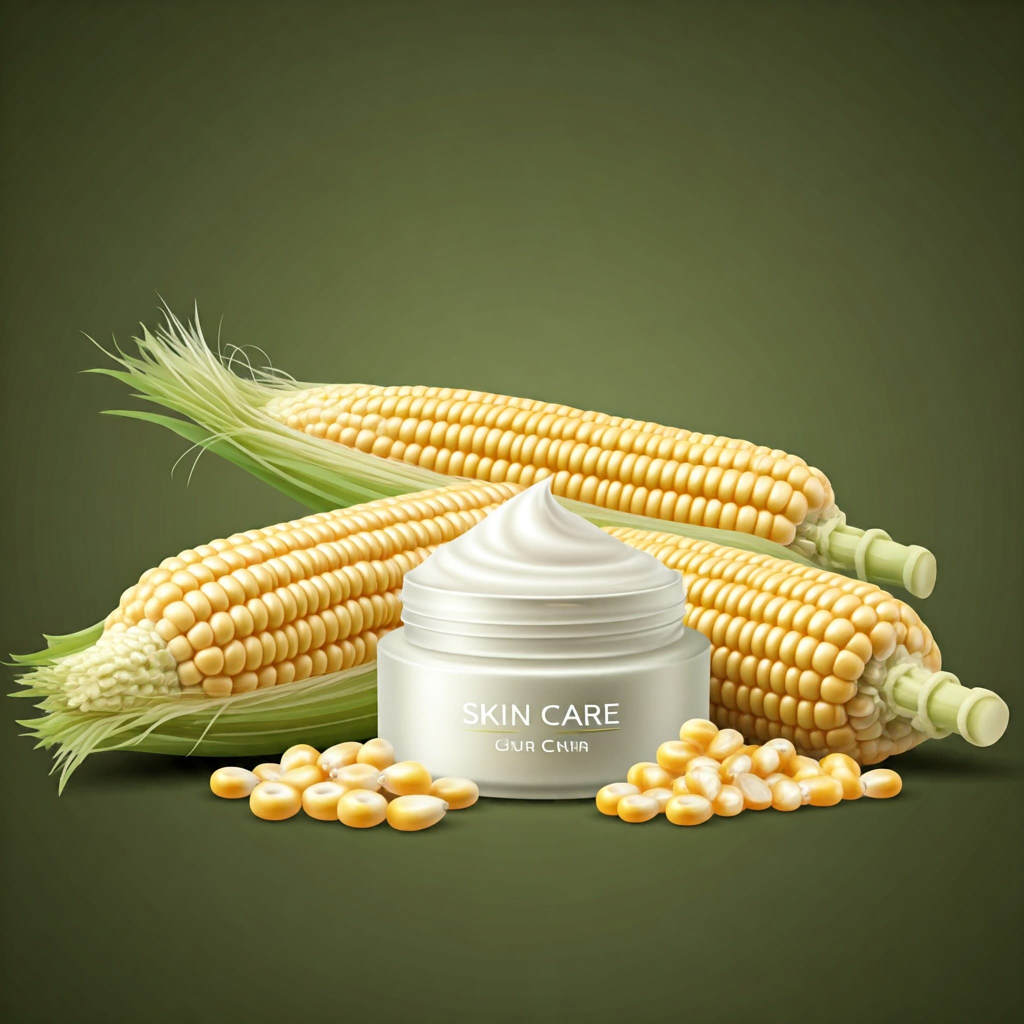 Creme para cuidados com a pele usando milho branco não transgênico como ingrediente (Imagem gerada por IA)