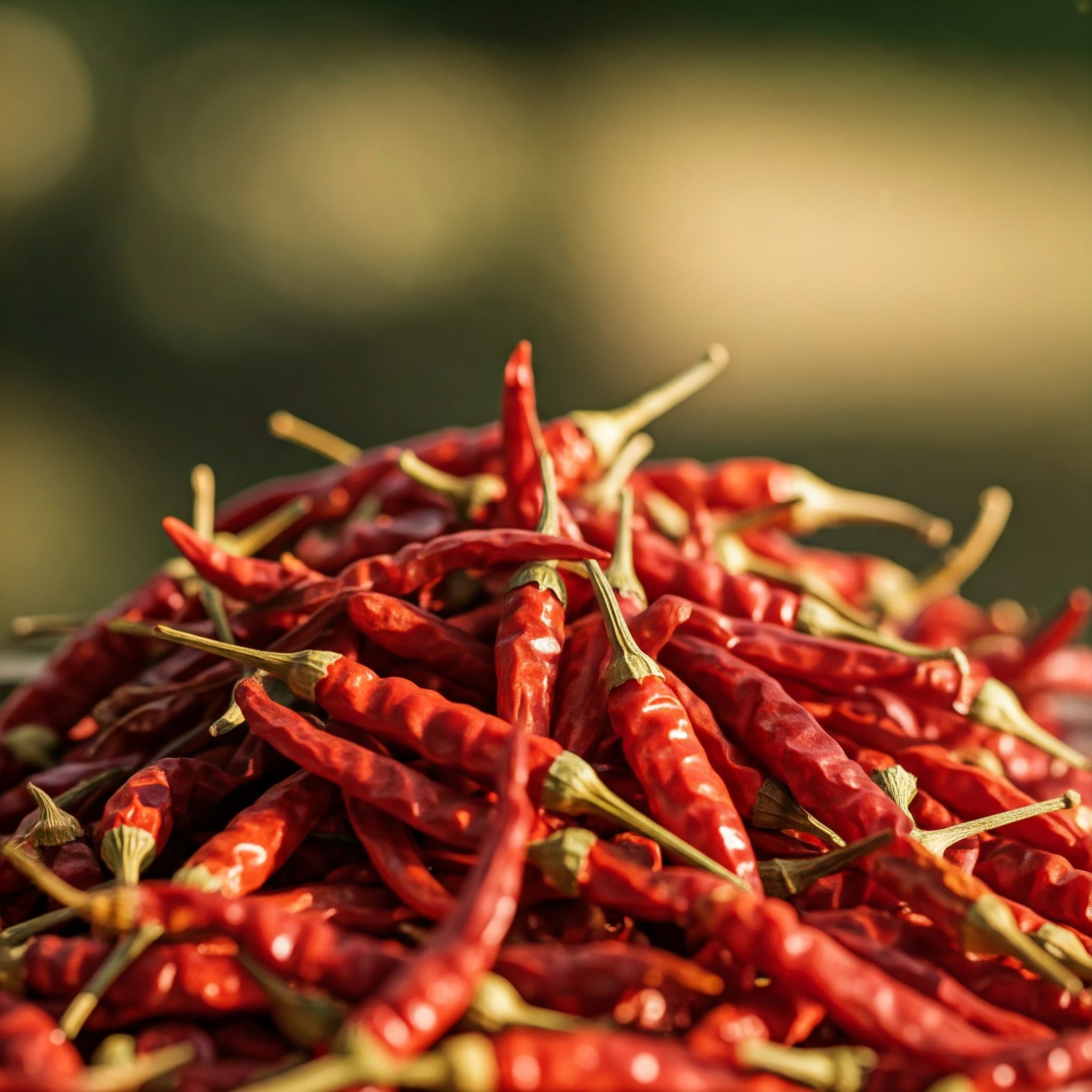 Peperoncini interi essiccati, Varietà: Occhio di uccello (Peri-Peri) (Immagine generata da IA)