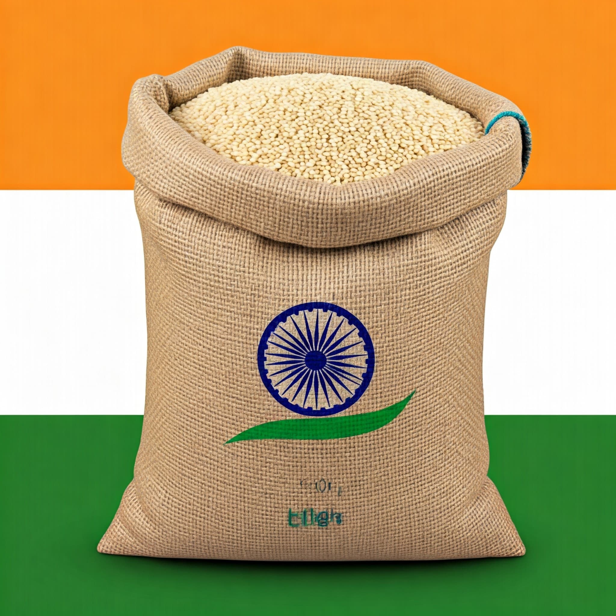 Grains de sésame dans un sac avec le drapeau de l'Inde (Image générée par IA)