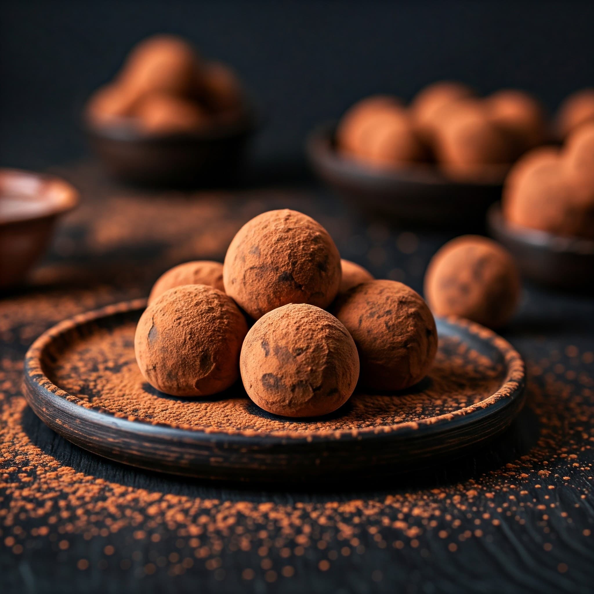 Trufas usando cacau em pó como ingrediente (Imagem gerada por IA)