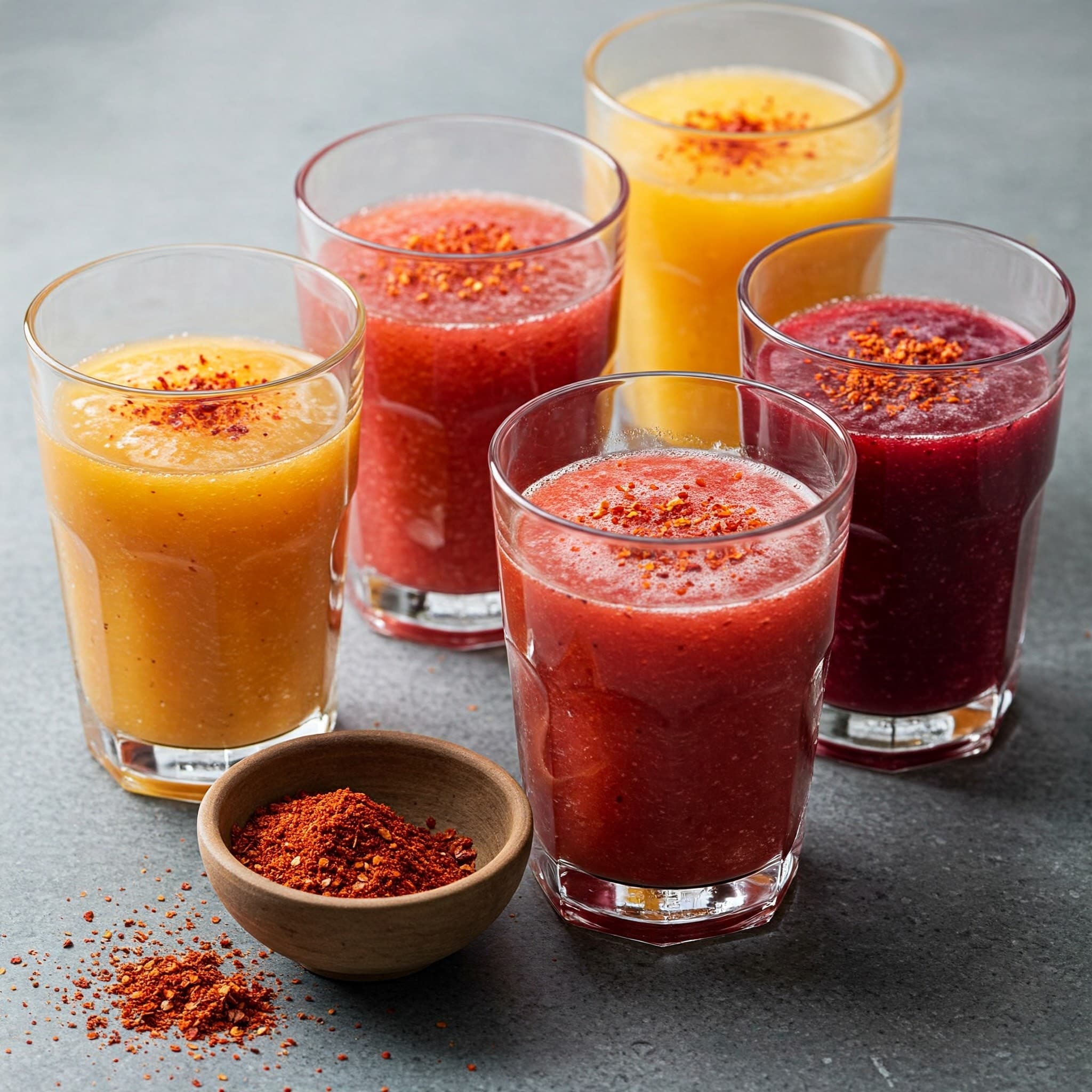 Jus de fruits utilisant de la poudre de piment comme ingrédient (Image générée par IA)