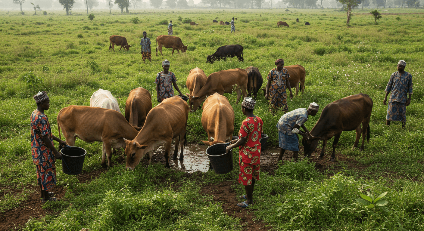 Une ferme bovine en Namibie (image générée par IA)