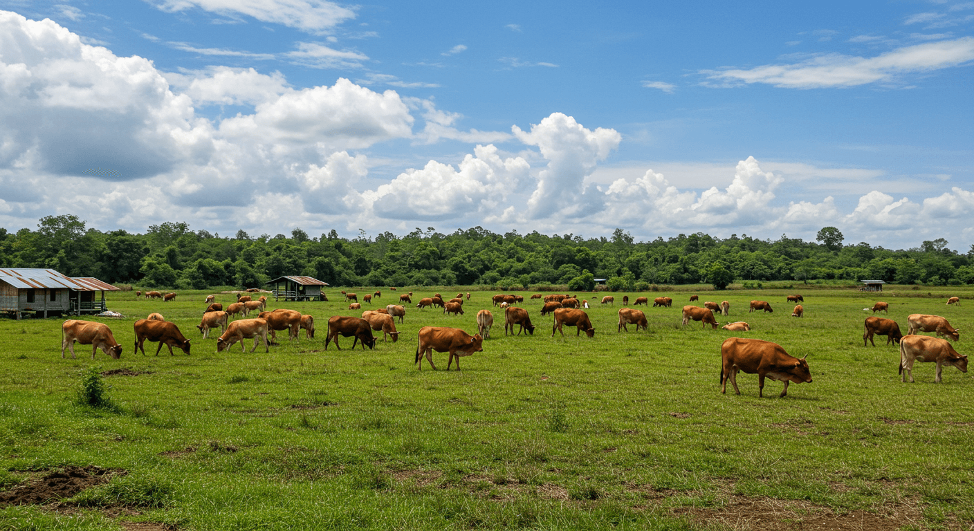 Ferme bovine en Thaïlande (image générée par IA)