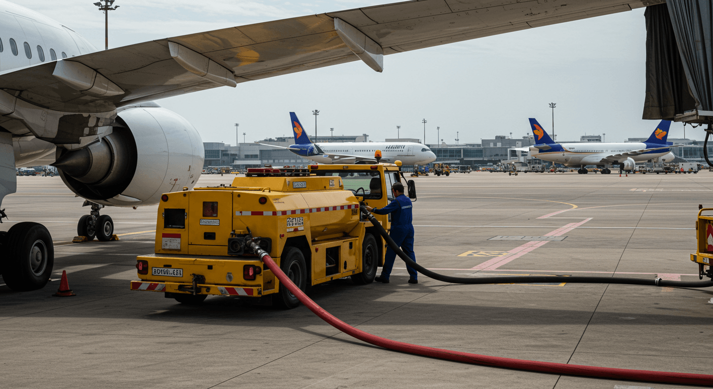 Ravitaillement d'un avion en kérosène de qualité aviation (image générée par l'IA).
