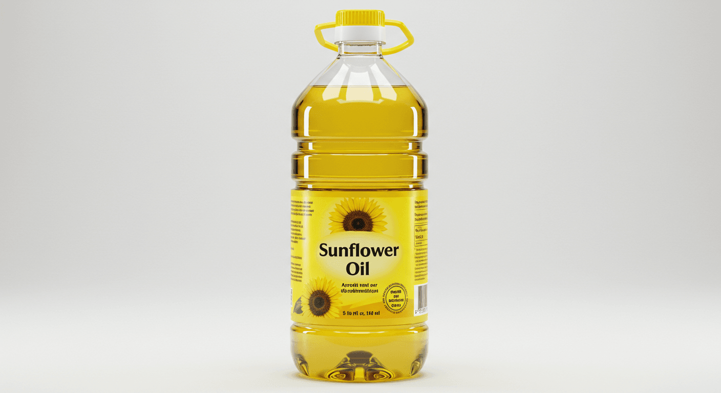 Óleo de girassol em uma garrafa de 5 L (imagem gerada por IA)
