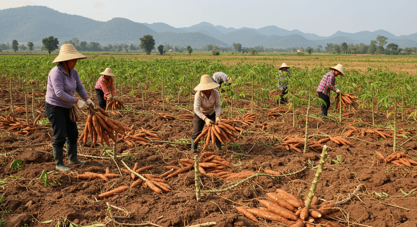 라오스의 카사바 수확 (AI 생성 이미지)