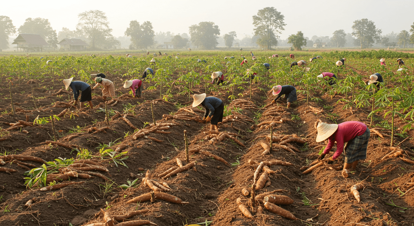 लाओस में कसावा की फसल (एआई-जनित छवि)