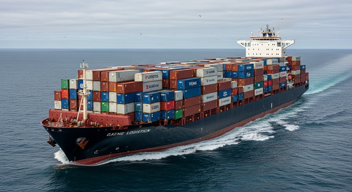 컨테이너선에 실린 24,000 L 플렉시탱크들 (AI로 생성된 이미지)