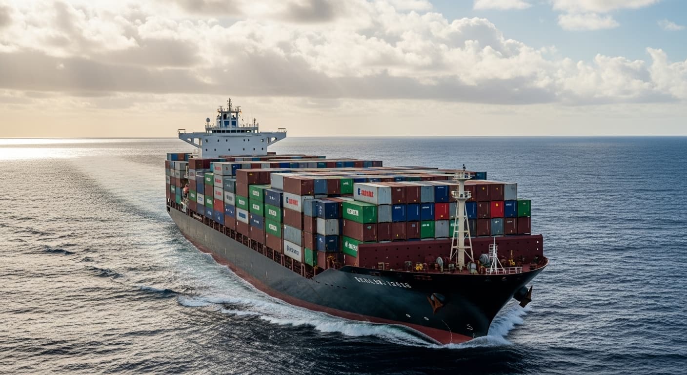 Flexitanks de 24.000 L a bordo de un buque portacontenedores (imagen generada por IA)