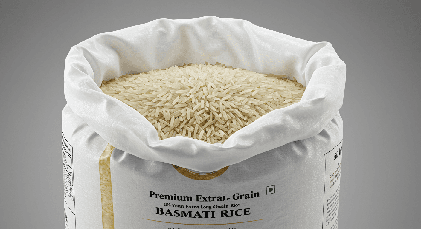 Riz Basmati à grains extra-longs de qualité supérieure (image générée par l'IA).
