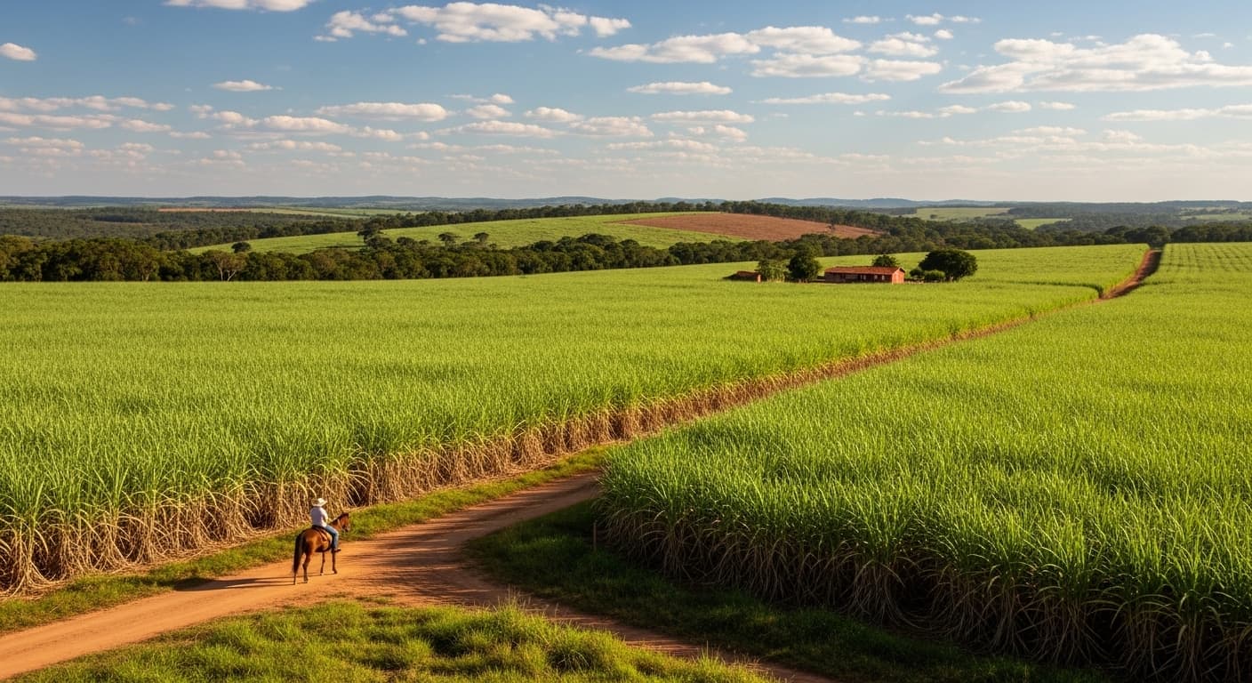Campos de caña de azúcar en Brasil (imagen generada por IA)